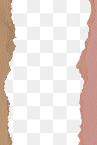 Brown paper png border, transparent background, ripped texture in pastel