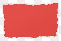 Red paper png sticker, ripped texture on transparent background