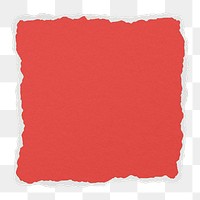 Red paper png sticker, ripped texture on transparent background