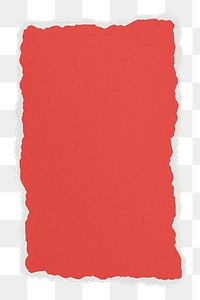 Red paper png sticker, ripped texture on transparent background