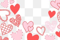 Heart doodle png border, transparent background, cute love design