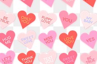 Heart shape pattern png transparent, love you text