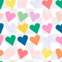 Colorful hearts seamless pattern stickers png, love theme transparent design