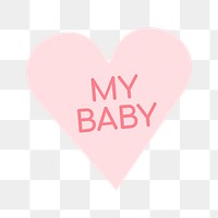 Heart shape stickers png transparent, my baby text