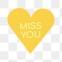 Heart shape stickers png transparent, miss you text