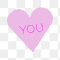 Heart shape stickers png transparent, cute love text