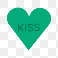 Heart shape stickers png transparent, kiss text