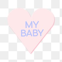 Heart shape stickers png transparent, my baby text