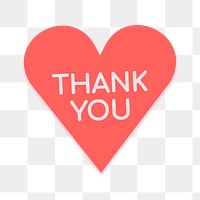 Heart shape stickers png transparent, thank you text