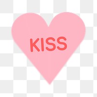 Heart shape stickers png transparent, kiss text