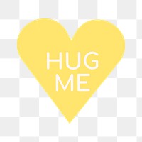 Heart shape stickers png transparent, hug me text