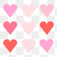 Valentines stickers png heart shape design set