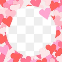 Pink heart png frame, transparent background, cute love design