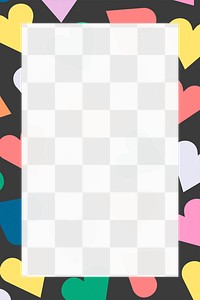 Colorful heart png frame, transparent background, cute love pattern