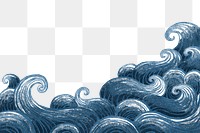 Ocean wave png background, aesthetic border painting transparent design