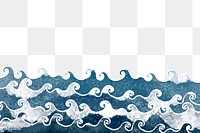 Ocean wave png background transparent painted illustration cute Japanese style