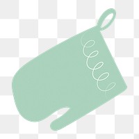 Green oven mitt png, cute cartoon sticker, transparent background