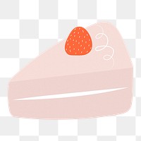 Strawberry cake png, cute cartoon sticker, transparent background