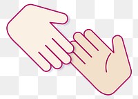 Touching hands png sticker, cartoon design, transparent background