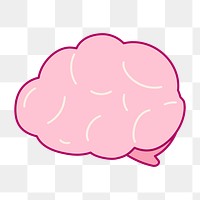 Pink brain png sticker, cute cartoon design, transparent background 