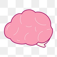 Pink brain png sticker, cute cartoon design, transparent background 