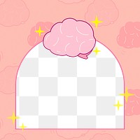 Cute pink png frame, brain illustration transparent background