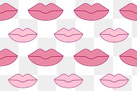 Pink lips pattern png transparent background, cute seamless design