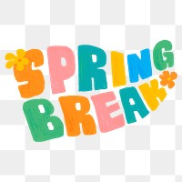 Spring break typography png sticker, transparent background