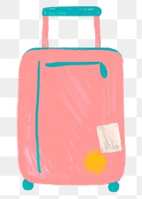 Luggage doodle png sticker, transparent background