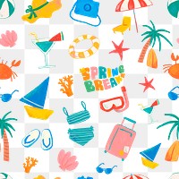 Spring break png seamless pattern, transparent background