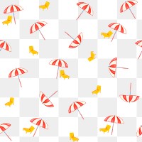 Png beach umbrella seamless pattern, transparent background