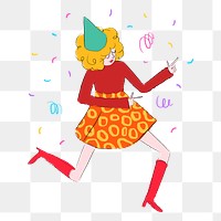 Dancing girl png sticker, drawing illustration, transparent background