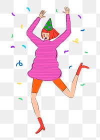 Dancing girl png sticker, drawing illustration, transparent background