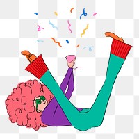 Girl & party popper png sticker, drawing illustration, transparent background