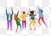 Cartoons partying png sticker, drawing illustration, transparent background