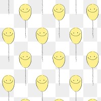 Yellow balloon pattern png background, drawing illustration, seamless design