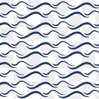 Seamless wave png pattern, transparent background, blue abstract design