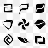 Abstract black logo png clipart, geometric shape, corporate identity design set