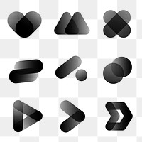 Abstract black logo png sticker, geometric shape, corporate identity design set