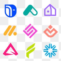 Abstract colorful logo png sticker, geometric shape, corporate identity design set