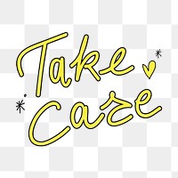 Take care png sticker, cute trending word collage element on transparent background 