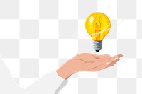 Aesthetic light bulb png transparent background, business idea concept