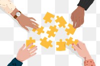 Business jigsaw png, transparent background, problem solving teamwork