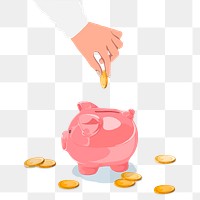 Piggy bank png, transparent background, savings & finance illustration