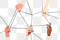 Business connection png transparent background, diverse hands illustration