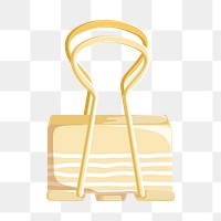 Gold binder clip png sticker, office stationery illustration on transparent background