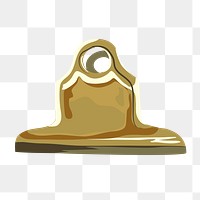 Gold binder clip png sticker, office stationery illustration on transparent background