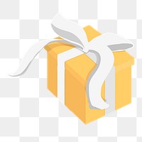 Yellow present png, festive object sticker illustration design