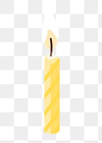 Lit yellow candle png sticker, party element illustration design