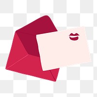 Valentine's card png sticker, pink envelope, stationery illustration design
